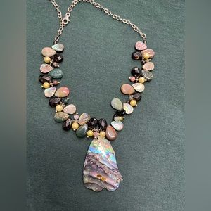 VINTAGE LUCAS LAMETH LUC 925 STERLING SILVER MOTHER OF PEARL NECKLACE RETIRED